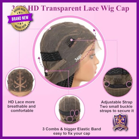 26 Inch Full Lace Knotless Braided Wig Synthetic Hair HD Cap main image 4